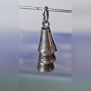 #141 Elegant Silver Tiered Bells Etched Charm/Pendant